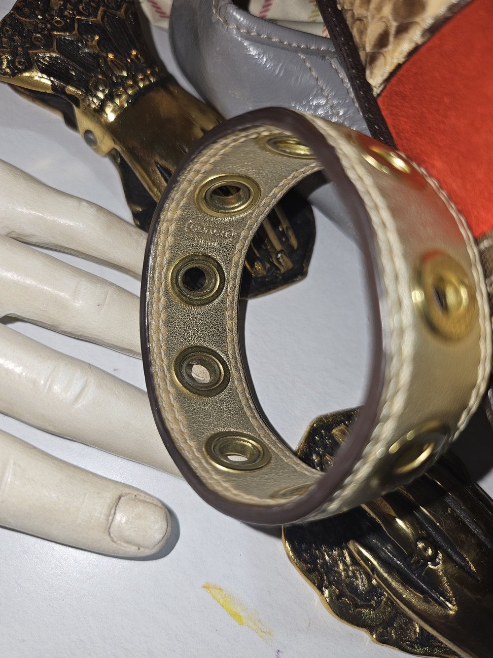 Coach Gold Metallic Bracelet Leather Brass